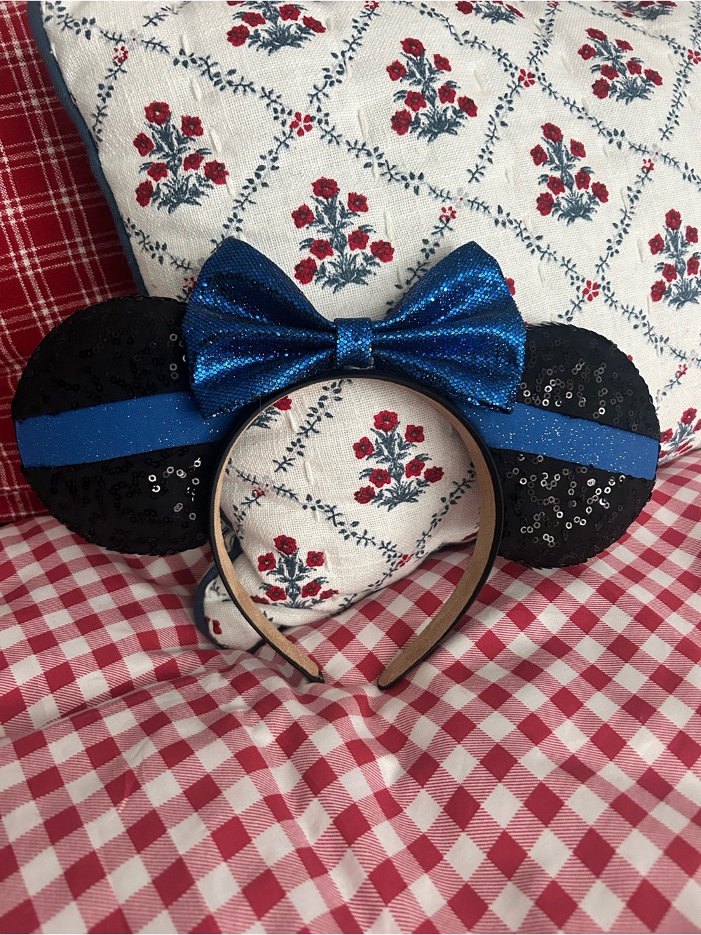 Disney Sequin Mouse Ear Headband with Blue Bow